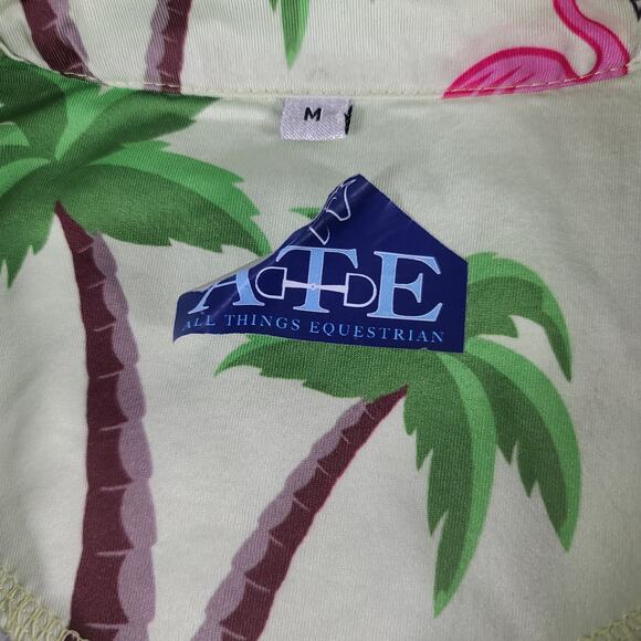 ATE Jumper Palm Tree Flamingo Green Blue Equestrian Horse Riding Sun Shirt Top M - Picture 4 of 4